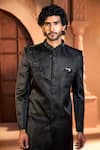 Shop_Arihant Rai Sinha_Black Silk, Dupion Beads, Sequins, Embroidery Sherwani Set _Online