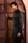 Arihant Rai Sinha_Black Silk, Dupion Beads, Sequins, Embroidery Sherwani Set 