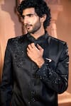 Arihant Rai Sinha_Black Silk, Dupion Beads, Sequins, Embroidery Sherwani Set 