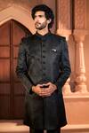 Arihant Rai Sinha_Black Silk, Dupion Beads, Sequins, Embroidery Sherwani Set 