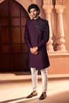 Arihant Rai Sinha_Wine Silk, Dupion Embroidery Front Sherwani Set 