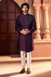 Arihant Rai Sinha_Wine Silk, Dupion Embroidery Front Sherwani Set 