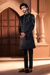 Arihant Rai Sinha Black Velvet, Dupion, Silk Embroidery Sherwani Set Online Arihant Rai Sinha_Black Velvet, Dupion, Silk Embroidery Sherwani Set _Online