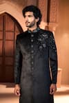 Arihant Rai Sinha Black Velvet, Dupion, Silk Embroidery Sherwani Set Arihant Rai Sinha_Black Velvet, Dupion, Silk Embroidery Sherwani Set