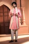 Buy Arihant Rai Sinha Pink Jacquard, Silk, Dupion Embroidery, Metallic Pure Banarasi Sherwani Set at Aza Fashions Buy_Arihant Rai Sinha_Pink Jacquard, Silk, Dupion Embroidery, Metallic Pure Banarasi Sherwani Set _at_Aza_Fashions