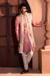Buy Arihant Rai Sinha Pink Jacquard, Silk, Dupion Embroidery, Metallic Pure Banarasi Sherwani Set Online Buy_Arihant Rai Sinha_Pink Jacquard, Silk, Dupion Embroidery, Metallic Pure Banarasi Sherwani Set _Online