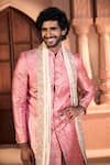 Arihant Rai Sinha Pink Jacquard, Silk, Dupion Embroidery, Metallic Pure Banarasi Sherwani Set Arihant Rai Sinha_Pink Jacquard, Silk, Dupion Embroidery, Metallic Pure Banarasi Sherwani Set