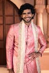 Arihant Rai Sinha Pink Jacquard, Silk, Dupion Embroidery, Metallic Pure Banarasi Sherwani Set Arihant Rai Sinha_Pink Jacquard, Silk, Dupion Embroidery, Metallic Pure Banarasi Sherwani Set