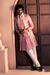 Arihant Rai Sinha Pink Jacquard, Silk, Dupion Embroidery, Metallic Pure Banarasi Sherwani Set Arihant Rai Sinha_Pink Jacquard, Silk, Dupion Embroidery, Metallic Pure Banarasi Sherwani Set