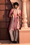 Arihant Rai Sinha Pink Jacquard, Silk, Dupion Embroidery, Metallic Pure Banarasi Sherwani Set Arihant Rai Sinha_Pink Jacquard, Silk, Dupion Embroidery, Metallic Pure Banarasi Sherwani Set