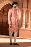 Shop Arihant Rai Sinha Red Jacquard, Silk, Dupion Embroidery, Banarasi Paisley Pattern Sherwani Set Shop_Arihant Rai Sinha_Red Jacquard, Silk, Dupion Embroidery, Banarasi Paisley Pattern Sherwani Set