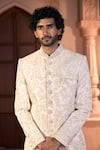 Shop Arihant Rai Sinha Cream Silk, Dupion Embroidery, Sequins Sherwani And Pant Set Shop_Arihant Rai Sinha_Cream Silk, Dupion Embroidery, Sequins Sherwani And Pant Set