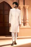 Shop Arihant Rai Sinha Cream Silk, Dupion Embroidery, Sequins Tonal Sherwani Set Online Shop_Arihant Rai Sinha_Cream Silk, Dupion Embroidery, Sequins Tonal Sherwani Set _Online