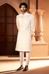 Arihant Rai Sinha Cream Silk, Dupion Embroidery, Sequins Tonal Sherwani Set Arihant Rai Sinha_Cream Silk, Dupion Embroidery, Sequins Tonal Sherwani Set