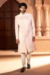 Buy Arihant Rai Sinha Peach Silk, Dupion Embroidery Tonal Pastel Sherwani Set Buy_Arihant Rai Sinha_Peach Silk, Dupion Embroidery Tonal Pastel Sherwani Set