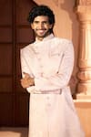 Buy Arihant Rai Sinha Peach Silk, Dupion Embroidery Tonal Pastel Sherwani Set Online Buy_Arihant Rai Sinha_Peach Silk, Dupion Embroidery Tonal Pastel Sherwani Set _Online
