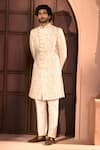 Arihant Rai Sinha Cream Silk, Dupion Embroidery Paisley Sherwani Set Online Arihant Rai Sinha_Cream Silk, Dupion Embroidery Paisley Sherwani Set _Online