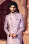 Arihant Rai Sinha Pink Silk, Dupion Embroidery, Metallic Thread Paisley Pattern Sherwani Set at Aza Fashions Arihant Rai Sinha_Pink Silk, Dupion Embroidery, Metallic Thread Paisley Pattern Sherwani Set _at_Aza_Fashions