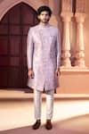 Arihant Rai Sinha Pink Silk, Dupion Embroidery, Metallic Thread Paisley Pattern Sherwani Set Arihant Rai Sinha_Pink Silk, Dupion Embroidery, Metallic Thread Paisley Pattern Sherwani Set