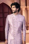 Arihant Rai Sinha Pink Silk, Dupion Embroidery, Metallic Thread Paisley Pattern Sherwani Set Arihant Rai Sinha_Pink Silk, Dupion Embroidery, Metallic Thread Paisley Pattern Sherwani Set