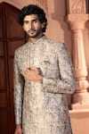 Arihant Rai Sinha Green Silk, Dupion Embroidery Paisley Work Sherwani Set Online Arihant Rai Sinha_Green Silk, Dupion Embroidery Paisley Work Sherwani Set _Online