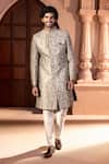 Buy Arihant Rai Sinha Green Silk, Dupion Embroidery Paisley Work Sherwani Set Online Buy_Arihant Rai Sinha_Green Silk, Dupion Embroidery Paisley Work Sherwani Set _Online