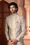 Shop Arihant Rai Sinha Green Silk, Dupion Embroidery Paisley Work Sherwani Set Online Shop_Arihant Rai Sinha_Green Silk, Dupion Embroidery Paisley Work Sherwani Set _Online