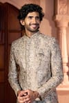 Arihant Rai Sinha Green Silk, Dupion Embroidery Paisley Work Sherwani Set Arihant Rai Sinha_Green Silk, Dupion Embroidery Paisley Work Sherwani Set