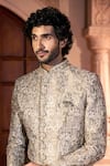 Arihant Rai Sinha Green Silk, Dupion Embroidery Paisley Work Sherwani Set Arihant Rai Sinha_Green Silk, Dupion Embroidery Paisley Work Sherwani Set