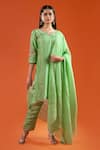 Buy Samyukta Singhania Green Silk Embroidery, Metallic Thread Split V-neck Marodi Kurta Set at Aza Fashions Buy_Samyukta Singhania_Green Silk Embroidery, Metallic Thread Split V-neck Marodi Kurta Set _at_Aza_Fashions