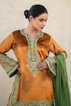 Wazir C_Yellow Velvet, Organza Embroidery, Sequins, Zari V-neck Kurta Sharara Set _at_Aza_Fashions