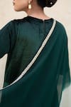 Wazir C_Green Velvet, Organza Embroidery, Metallic Thread Kashmiri Tilla Kurta Set _Online_at_Aza_Fashions
