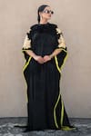 Buy_Wazir C_Black Velvet Embroidery, Piping High , Keyhole Sleeve Kaftan _Online_at_Aza_Fashions