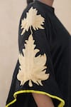Buy_Wazir C_Black Velvet Embroidery, Piping High , Keyhole Sleeve Kaftan 