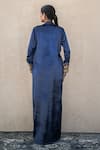 Wazir C_Blue Velvet Embroidery Split V-neck, Collared Kashmiri Tilla Kaftan _Online