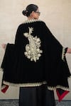 Shop_Wazir C_Black Embroidery Round , Open Kashmiri Tilla And Aari Dress With Cape _Online_at_Aza_Fashions