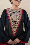 Wazir C_Black Embroidery Round , Open Kashmiri Tilla And Aari Dress With Cape _at_Aza_Fashions