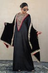 Wazir C_Black Embroidery Round , Open Kashmiri Tilla And Aari Dress With Cape _Online