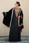 Buy_Wazir C_Black Embroidery Round , Open Kashmiri Tilla And Aari Dress With Cape _at_Aza_Fashions