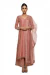 Buy_Neha Khullar_Peach Mukaish Embroidered Kurta Set _at_Aza_Fashions