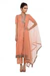 Buy_Neha Khullar_Peach Embroidered Kurta Set _at_Aza_Fashions