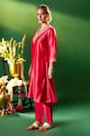 Buy Samyukta Singhania Magenta Silk Embroidery, Zari V-neck Kora Hand Kurta Set Online at Aza Fashions Buy_Samyukta Singhania_Magenta Silk Embroidery, Zari V-neck Kora Hand Kurta Set _Online_at_Aza_Fashions