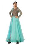 Buy_Neha Khullar_Blue Round Embroidered Anarkali With Dupatta _at_Aza_Fashions