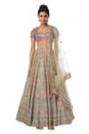 Buy_Tamanna Punjabi Kapoor_Purple Net, Chanderi Silk Pentagon Embroidered Bridal Lehenga Set _at_Aza_Fashions