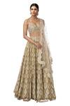 Buy_Tamanna Punjabi Kapoor_Off White Net, Chanderi Silk Sweetheart Neck Embellished Bridal Lehenga Set_at_Aza_Fashions