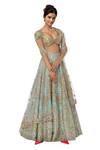 Buy_Tamanna Punjabi Kapoor_Blue Raw Silk, Net Pentagon Embroidered Bridal Lehenga Set _at_Aza_Fashions