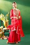 Shop Samyukta Singhania Red , , Shantoon, Embroidery, Zari, Kurta Sharara Set Online Shop_Samyukta Singhania_Red , , Shantoon, Embroidery, Zari, Kurta Sharara Set _Online
