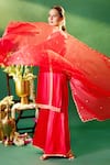 Samyukta Singhania Red , , Shantoon, Embroidery, Zari, Kurta Sharara Set Samyukta Singhania_Red , , Shantoon, Embroidery, Zari, Kurta Sharara Set