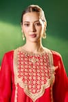 Samyukta Singhania Red , , Shantoon, Embroidery, Zari, Kurta Sharara Set Samyukta Singhania_Red , , Shantoon, Embroidery, Zari, Kurta Sharara Set