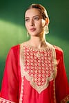 Samyukta Singhania Red , , Shantoon, Embroidery, Zari, Kurta Sharara Set Samyukta Singhania_Red , , Shantoon, Embroidery, Zari, Kurta Sharara Set